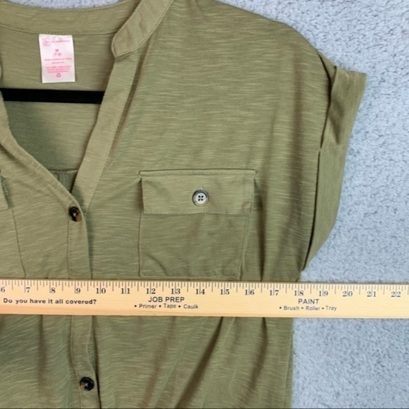 No Boundaries green Utility  tie front boxy cropped Shirt - Picture 6 of 8
